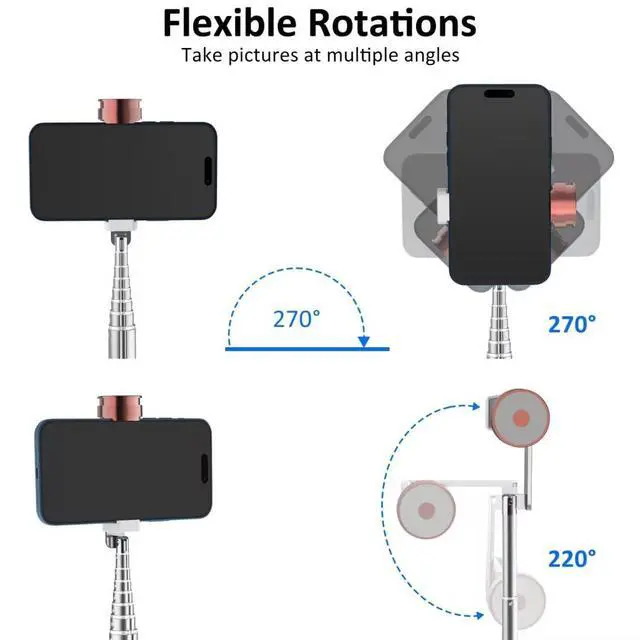 Alt view image 4 of 6 - Selfie Stick Phone Tripod with Remote for iPhone & Android, Portable Aluminum Alloy 3 in 1 Stand for Group Photos with 1/4" Screw for Gopro Cam, Vlog/Travel/Photography