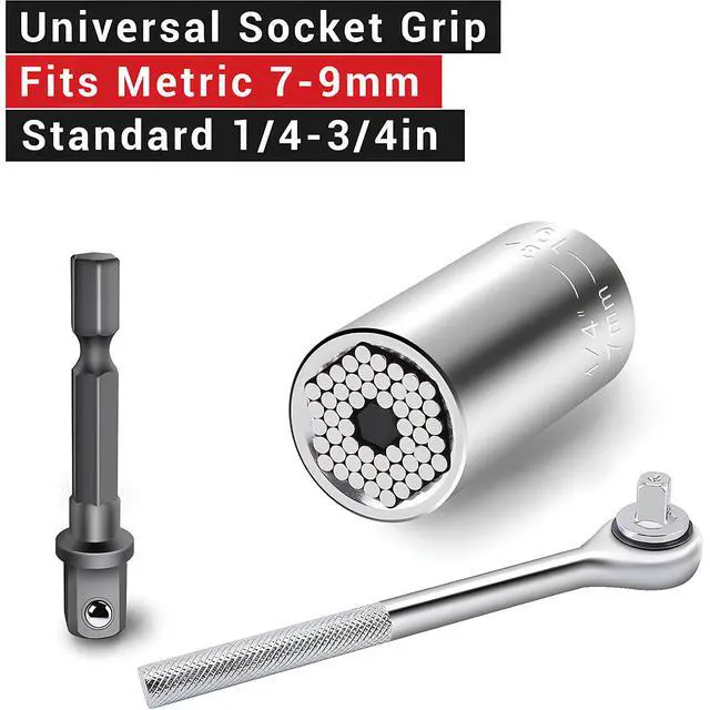 Alt view image 3 of 6 - Universal Socket Wrench Grip Tools (7-19mm) with Useful Multifunctional Power Drill Adapter - Gift for Men, Father/Dad, DIY Handyman, Husband, Boyfriend, Him, Women - 2pc Set