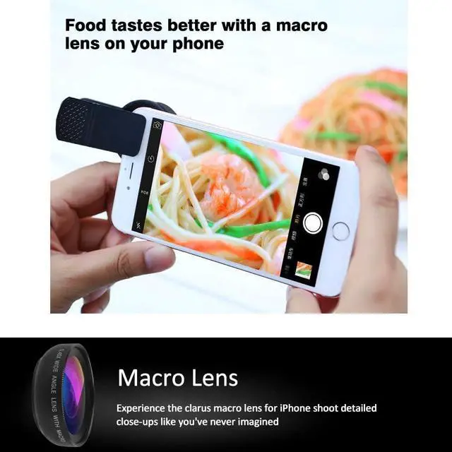 Alt view image 6 of 7 - Cell Phone Camera Lens 2 in 1 Clip-on Lens Kit 37mm 0.45X 49UV Super Wide Angle & Macro Phone Camera Lens for iPhone and Android Smartphones Cell Phones