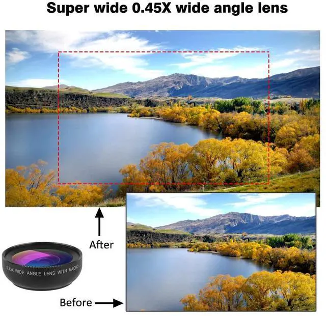 Alt view image 5 of 7 - Cell Phone Camera Lens 2 in 1 Clip-on Lens Kit 37mm 0.45X 49UV Super Wide Angle & Macro Phone Camera Lens for iPhone and Android Smartphones Cell Phones