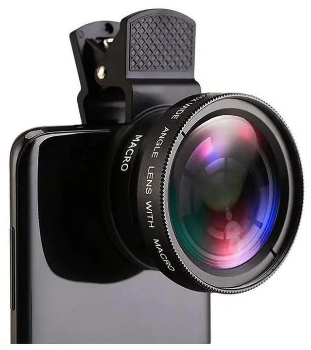 Main image of Cell Phone Camera Lens 2 in 1 Clip-on Lens Kit 37mm 0.45X 49UV Super Wide Angle & Macro Phone Camera Lens for iPhone and Android Smartphones Cell Phones