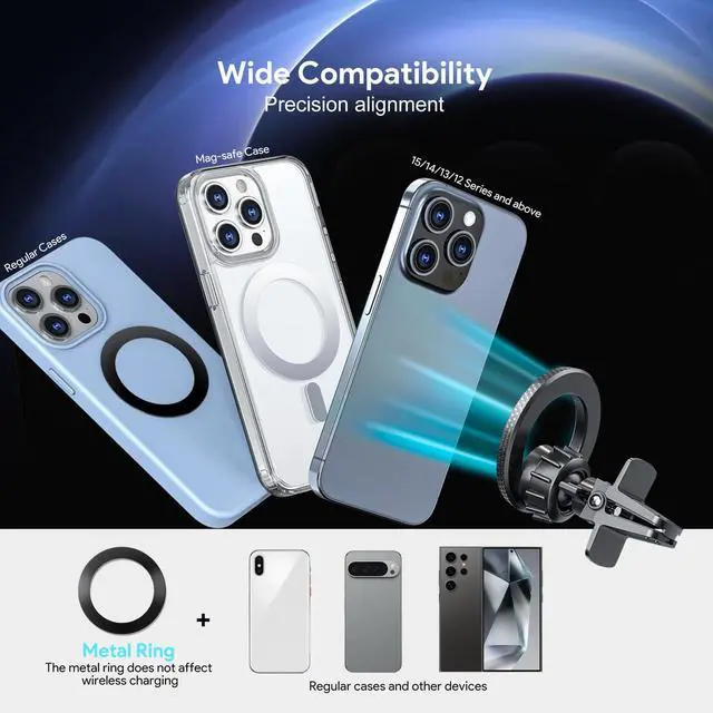 Alt view image 3 of 7 - Magnetic Car Phone Mount Air Vent Holder with Metal Ring