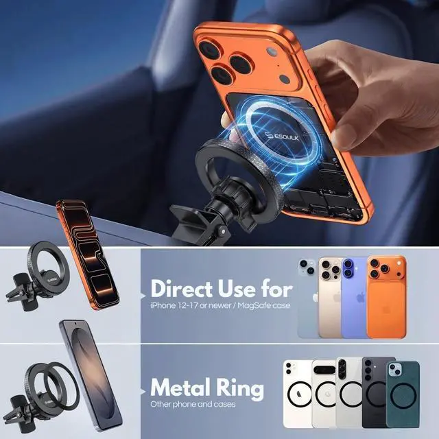 Alt view image 7 of 7 - Magnetic Car Phone Mount Air Vent Holder with Metal Ring