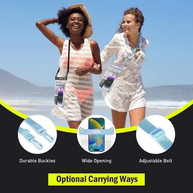 Alt view image 4 of 7 - 2 Pack Large Waterproof Phone Pouch Bag, IPX8 Big Underwater Dry Bag with Lanyard for iPhone 17 Air 16 15 14 Plus Pro Max, Galaxy S24 S23 Ultra, Airpods Cash Credit Card Essentials -Black & Blue