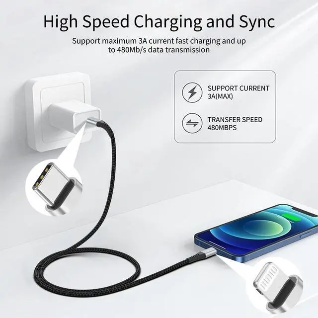 Alt view image 2 of 7 - USB C to Lightning Cable 3FT, 3 Pack iPhone Charger Cord, MFi Certified 3 Foot iPhone Cable PD Fast Charging for Apple iPhone 14 13 12 11 Pro Max Xs 8 7 6 5 Plus iPad Air Mini