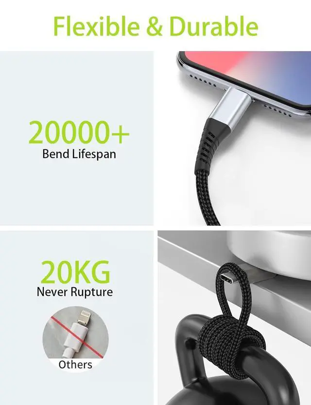 Alt view image 6 of 7 - USB C to Lightning Cable 3FT, 3 Pack iPhone Charger Cord, MFi Certified 3 Foot iPhone Cable PD Fast Charging for Apple iPhone 14 13 12 11 Pro Max Xs 8 7 6 5 Plus iPad Air Mini
