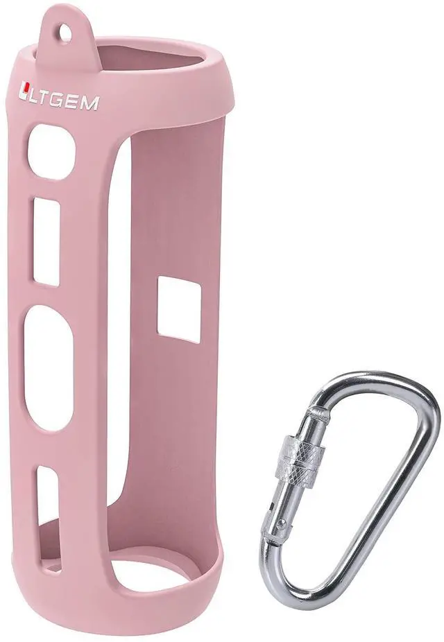 Main image of Silicone Case Compatible with JBL FLIP 5 Waterproof Portable Bluetooth Speaker, Hard Shell Travel Carrying Storage Bag with Extra Carabiner - Pink(Case Only)