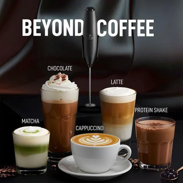 Alt view image 3 of 7 - Executive Series Milk Frother Wand - Upgraded & Improved Stand - Ideal Coffee Gift - Coffee Frother Handheld Foam Maker For Lattes - Electric Milk Frother Handheld For Cappuccino
