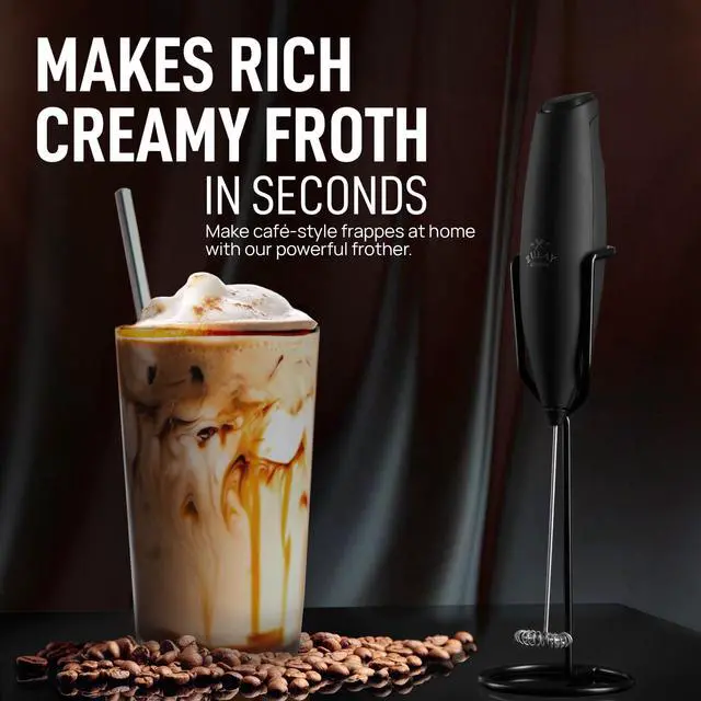 Alt view image 7 of 7 - Executive Series Milk Frother Wand - Upgraded & Improved Stand - Ideal Coffee Gift - Coffee Frother Handheld Foam Maker For Lattes - Electric Milk Frother Handheld For Cappuccino