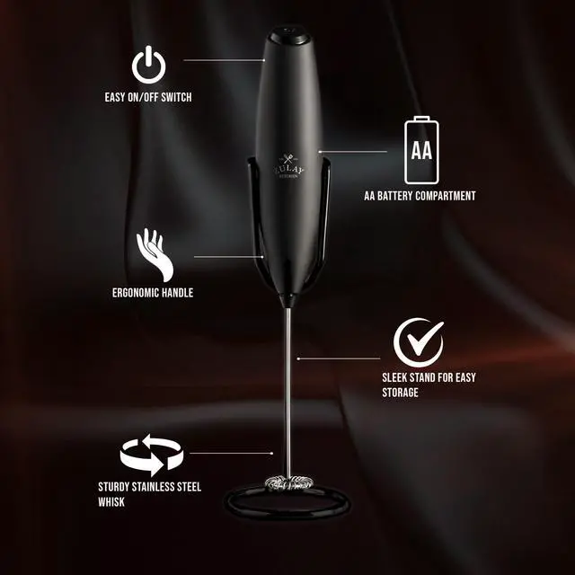 Alt view image 5 of 7 - Executive Series Milk Frother Wand - Upgraded & Improved Stand - Ideal Coffee Gift - Coffee Frother Handheld Foam Maker For Lattes - Electric Milk Frother Handheld For Cappuccino