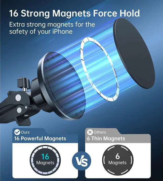 Alt view image 3 of 6 - Magnetic Car Mount Phone Holder - Mag Safe Air Vent Phone Mount for Car Compatible with iPhone 15 14 13 12 Pro Max Mini Plus, 360° Adjustable Mag Safe Car Mount Phone Holder for All Phone