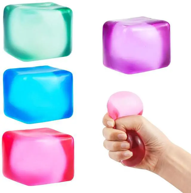 Main image of 4 PCS Colorful Stress Cube - Sensory Fidget Squeeze Toy with Super Solid Squish-Slow Rising Ice Cube Stress Balls-Stress Relief Hand Toy-2.16" Cube