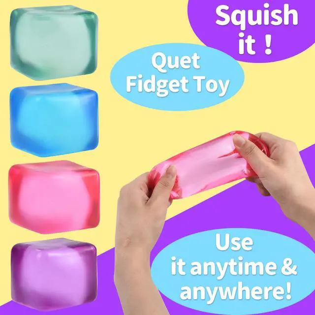 Alt view image 3 of 7 - 4 PCS Colorful Stress Cube - Sensory Fidget Squeeze Toy with Super Solid Squish-Slow Rising Ice Cube Stress Balls-Stress Relief Hand Toy-2.16" Cube