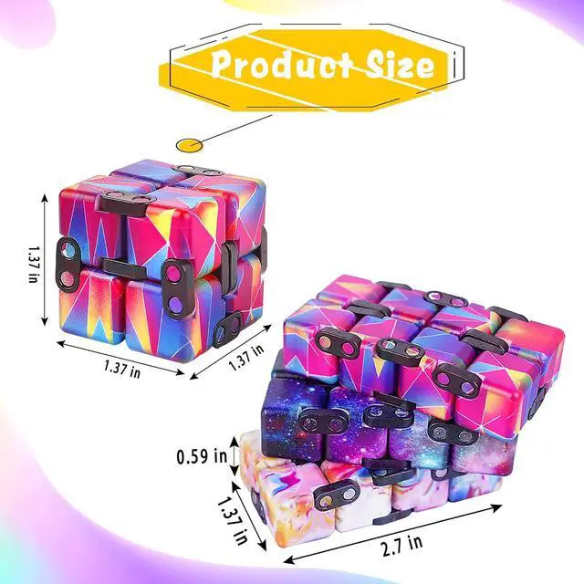 Alt view image 3 of 7 - 4 Packs Infinity Cube Toy Stress Relieving Game for Kids and Adults,Cute Mini Unique Gadget Anxiety Relief Kill Time Magic Puzzle Flip ADD, ADHD, Killing