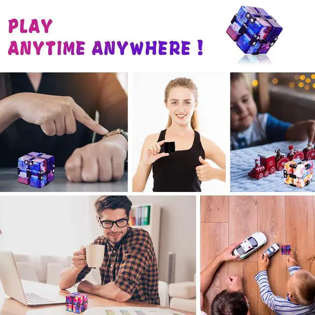 Alt view image 6 of 7 - 4 Packs Infinity Cube Toy Stress Relieving Game for Kids and Adults,Cute Mini Unique Gadget Anxiety Relief Kill Time Magic Puzzle Flip ADD, ADHD, Killing