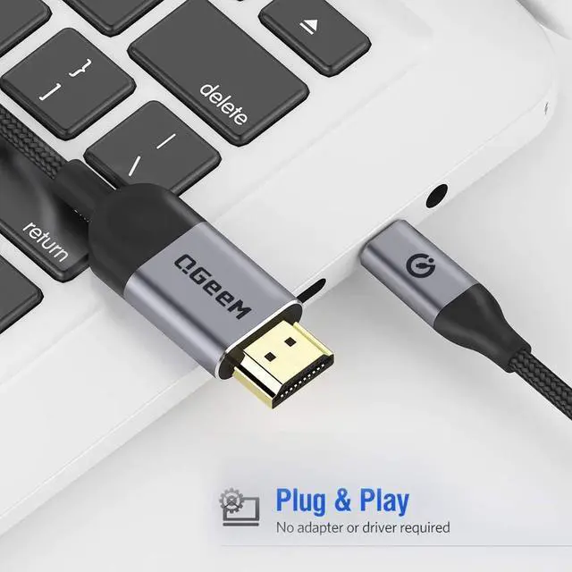 Alt view image 3 of 7 - USB C to HDMI Cable Adapter 10Ft 4K, USB Type C to HDMI Thunderbolt 3/4/5 Compatible for iPhone17/16/15 pro,Galaxy,MacBook Pro/air/neo,IPad pro,Surface,Dell XPS,HP,Thinkpad,Pixelbook,and More