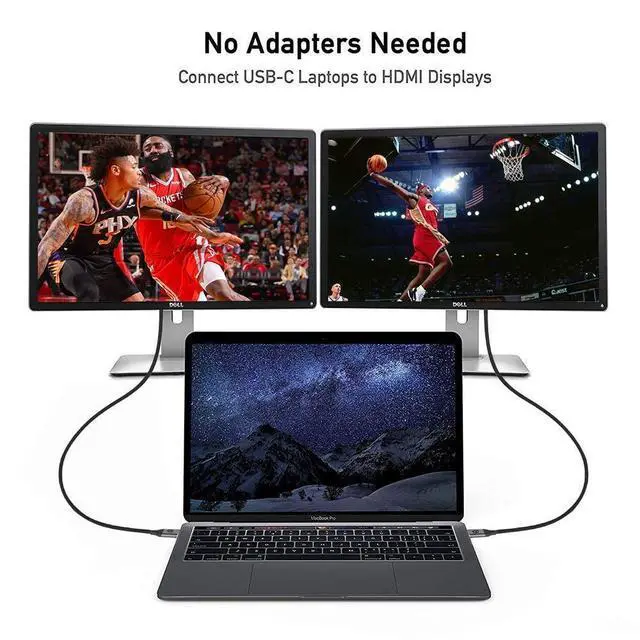 Alt view image 6 of 7 - USB C to HDMI Cable Adapter 10Ft 4K, USB Type C to HDMI Thunderbolt 3/4/5 Compatible for iPhone17/16/15 pro,Galaxy,MacBook Pro/air/neo,IPad pro,Surface,Dell XPS,HP,Thinkpad,Pixelbook,and More