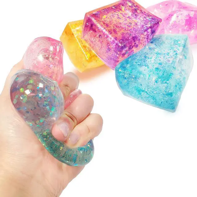 Main image of 4pcs Glitter Ice Cubes - Colorful Sensory Fidget Toys for Adults & Kids, Fun Squeeze Ball for Stress Relief, Holiday and Birthday Gifts, Perfect Party Toy Gift, Easter Basket Gift
