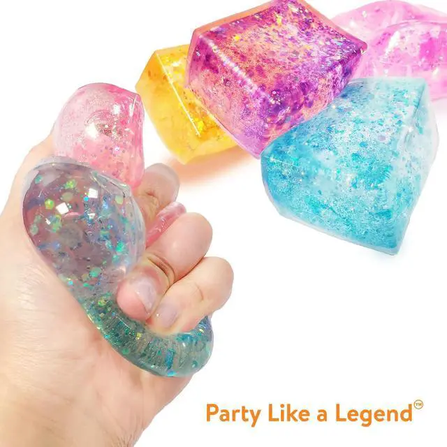 Alt view image 3 of 6 - 4pcs Glitter Ice Cubes - Colorful Sensory Fidget Toys for Adults & Kids, Fun Squeeze Ball for Stress Relief, Holiday and Birthday Gifts, Perfect Party Toy Gift, Easter Basket Gift