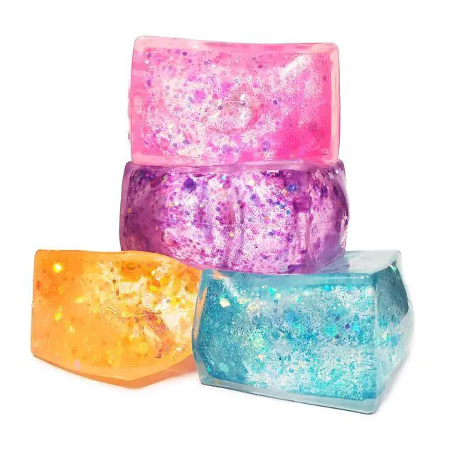 Alt view image 4 of 6 - 4pcs Glitter Ice Cubes - Colorful Sensory Fidget Toys for Adults & Kids, Fun Squeeze Ball for Stress Relief, Holiday and Birthday Gifts, Perfect Party Toy Gift, Easter Basket Gift