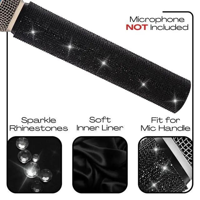 Alt view image 2 of 5 - Black Wireless Handheld Sleeve Customize Decor Compatible with Cordless Mic SM58 BETA58 PG58 and More Bling on Stage and Party Show