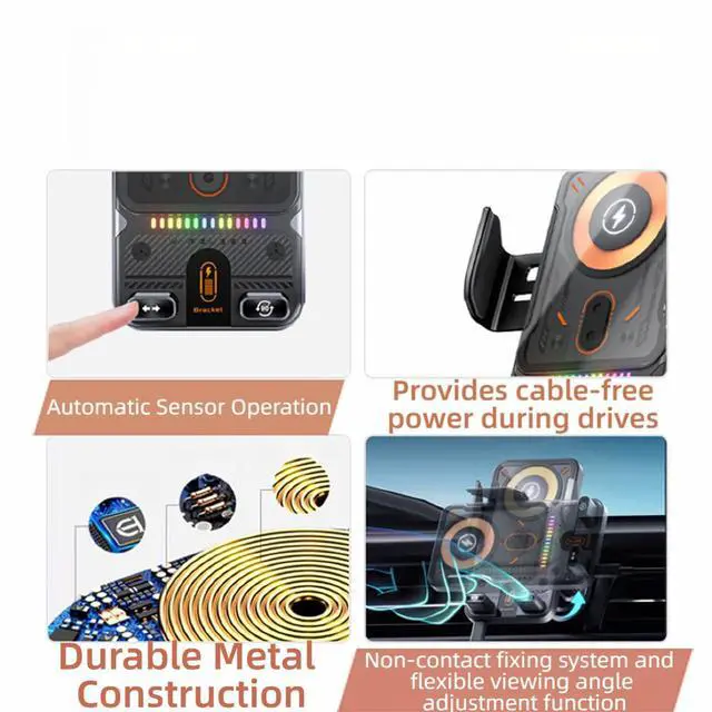 Alt view image 6 of 6 - 2026 New Cool Smart 2-in-1 Universal Car Phone Mount with Induction Opening/Closing, 15W Fast Charging, 360° Auto-Rotating for Air Vent - Switch Horizontal/Vertical (Black)