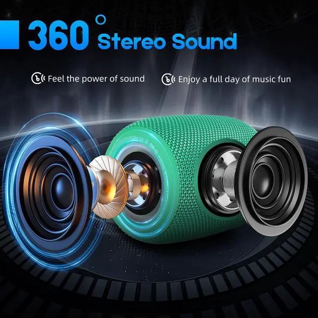 Alt view image 2 of 6 - Portable Bluetooth Speaker, BT5.3 Wireless Speaker 20W Bass Diaphragms with Multi LED Light Dynamic Modes, IPX6 Waterproof 16H Playtime supports FM Mode, TF, USB for Home, Cycling, Outdoor, Beach