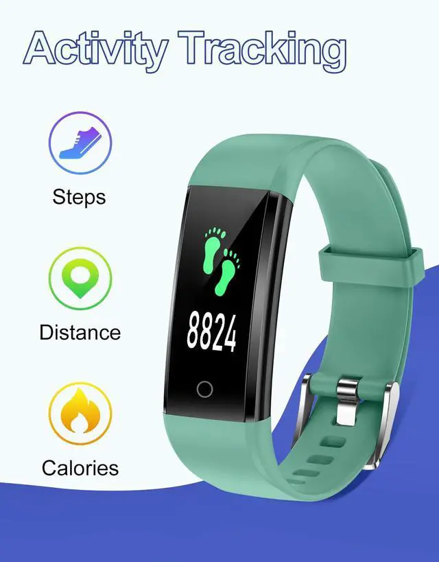 Alt view image 2 of 7 - Fitness Tracker Non Bluetooth Fitness Watch No App No Phone Required Waterproof Pedometer Watch with Steps Calories Counter Sleep Tracker for Men Women Parents (Green)