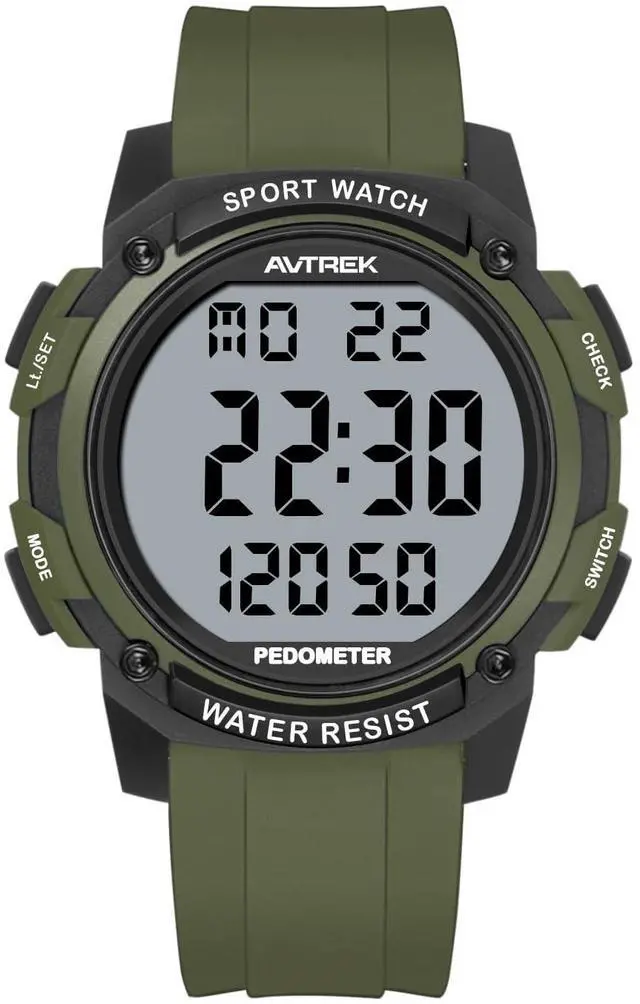 Main image of Pedometer Watch for Walking Steps and Miles Calories NoAPP Needed 50M Waterproof Digital Step Counter Watch Sport Simple Fitness Tracker for Men(Green)