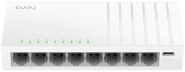 Main image of GS108U 8 Port Gigabit Ethernet Switch with USB-C Power Jack Desktop Ethernet Splitter Plastic Case Unshielded Switch Plug & Play Fanless Unmanaged