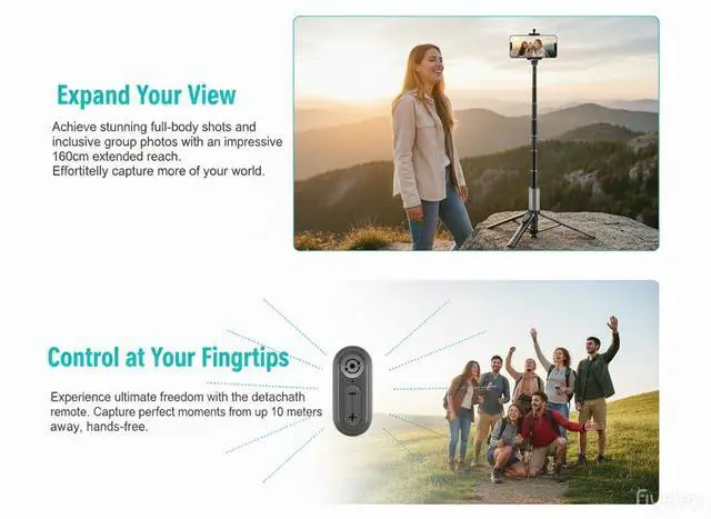 Alt view image 3 of 7 - 63 Selfie Stick Tripod for iPhone/Android - Expandable Phone Tripod with Fill Light, 10M Bluetooth Remote Control, one Click Open Selfie Stick for Vlog/Travel/Live Streaming(Black)