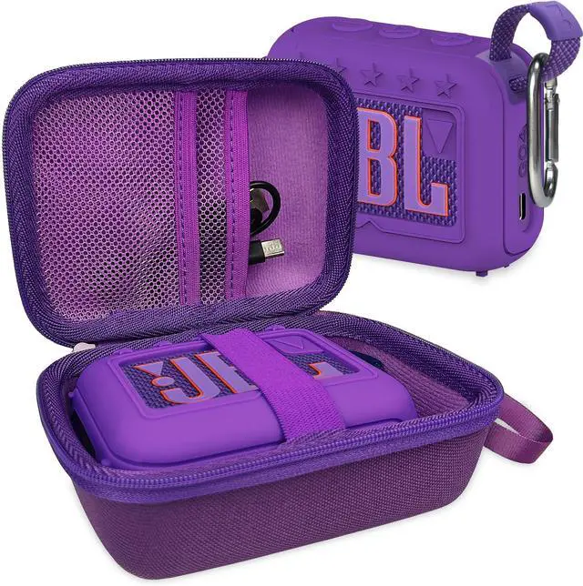 Main image of Silicone Cover and Hard Carrying Case for JBL Go 4 Portable Bluetooth Speaker, Protective Holder Carrier for JBL Go 4 Speaker Accessories (Purple)