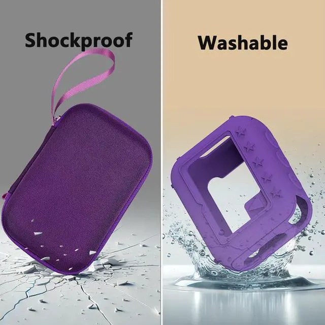 Alt view image 4 of 7 - Silicone Cover and Hard Carrying Case for JBL Go 4 Portable Bluetooth Speaker, Protective Holder Carrier for JBL Go 4 Speaker Accessories (Purple)