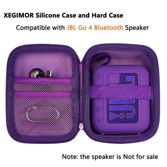 Alt view image 2 of 7 - Silicone Cover and Hard Carrying Case for JBL Go 4 Portable Bluetooth Speaker, Protective Holder Carrier for JBL Go 4 Speaker Accessories (Purple)