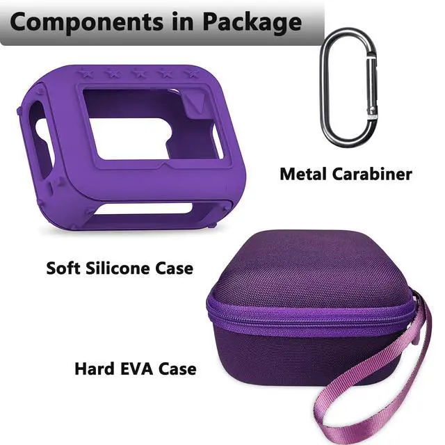 Alt view image 3 of 7 - Silicone Cover and Hard Carrying Case for JBL Go 4 Portable Bluetooth Speaker, Protective Holder Carrier for JBL Go 4 Speaker Accessories (Purple)