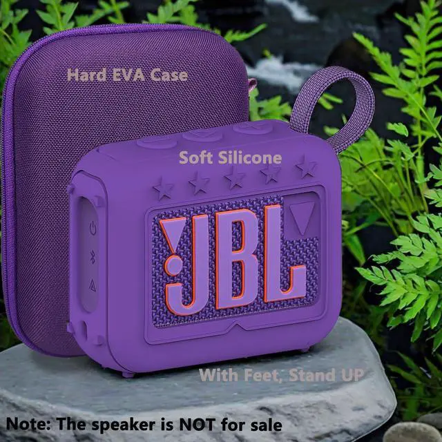 Alt view image 6 of 7 - Silicone Cover and Hard Carrying Case for JBL Go 4 Portable Bluetooth Speaker, Protective Holder Carrier for JBL Go 4 Speaker Accessories (Purple)