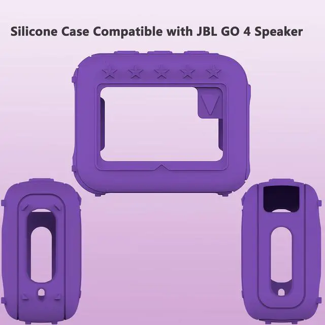 Alt view image 7 of 7 - Silicone Cover and Hard Carrying Case for JBL Go 4 Portable Bluetooth Speaker, Protective Holder Carrier for JBL Go 4 Speaker Accessories (Purple)