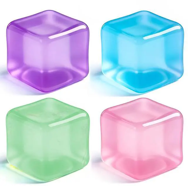 Main image of Big Ice Cube Squishy 4 Pack, Stress Cube Fidget Toys, Adult Stress Ice Cube, Squishy Fidget & Squeeze Toys Soft Anxiety Cube, Party Favors, Gift for Adult (4 Colors)