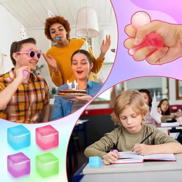 Alt view image 3 of 7 - Big Ice Cube Squishy 4 Pack, Stress Cube Fidget Toys, Adult Stress Ice Cube, Squishy Fidget & Squeeze Toys Soft Anxiety Cube, Party Favors, Gift for Adult (4 Colors)