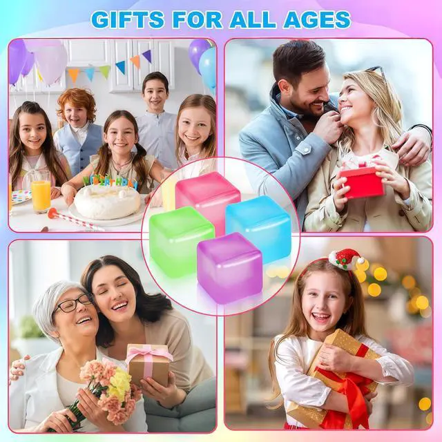 Alt view image 5 of 7 - Big Ice Cube Squishy 4 Pack, Stress Cube Fidget Toys, Adult Stress Ice Cube, Squishy Fidget & Squeeze Toys Soft Anxiety Cube, Party Favors, Gift for Adult (4 Colors)