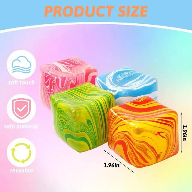 Alt view image 4 of 7 - 4 PCS Fidget Toys Squishy Stress Cube