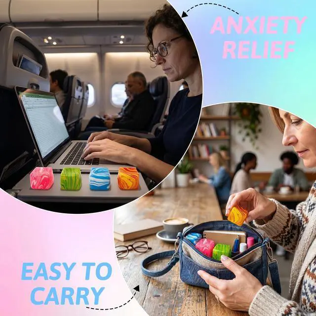 Alt view image 6 of 7 - 4 PCS Fidget Toys Squishy Stress Cube