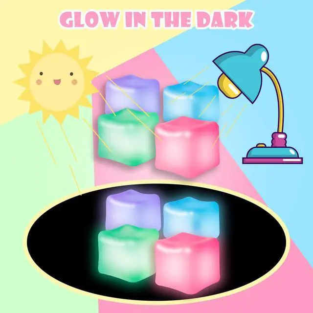 Alt view image 4 of 6 - 4Pcs Stress Cube Glow in The Dark,Fidgets for Teens,Adults, Kids,Super Solid Squishy Toy,Squeeze Toys,Ice Cube,High Density Squeeze Toys,Stocking Stuffers,Cool Things