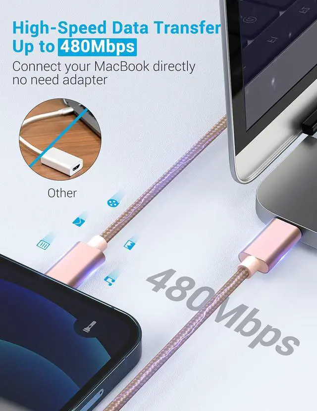 Alt view image 5 of 7 - USB C to Lightning Cable - MFi Certified iPhone 14 Fast Charger Cord 3/6/10ft Type C to Charging Cable Compatible with iPhone 14 13 12 Pro Max Mini 11 X XS XR 8 Plus -Gold