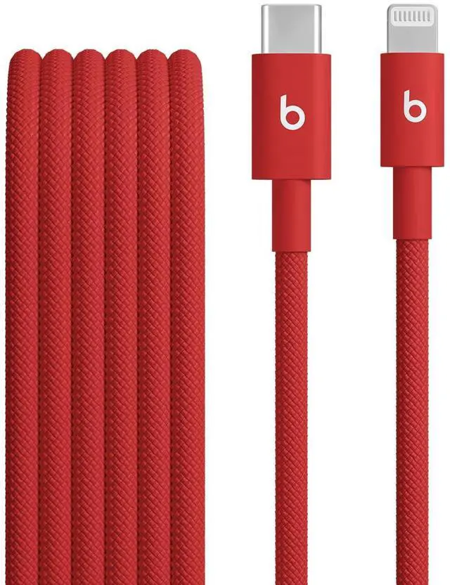 Main image of USB-C to Lightning Woven Cable Fast Charging Durable/Tangle-Free Compatible Charger for Apple Devices with Lightning Ports (1.5 m, 5 ft) - Rapid Red