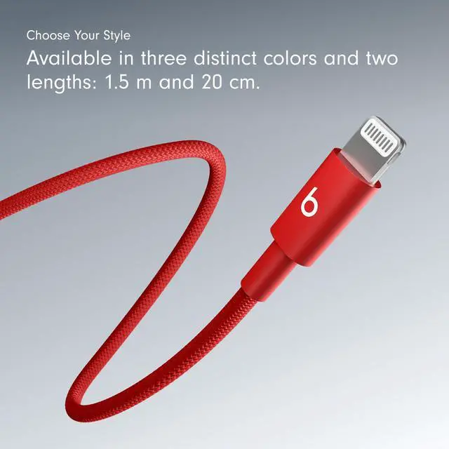 Alt view image 6 of 6 - USB-C to Lightning Woven Cable Fast Charging Durable/Tangle-Free Compatible Charger for Apple Devices with Lightning Ports (1.5 m, 5 ft) - Rapid Red