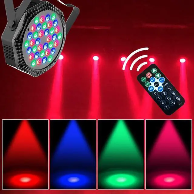 Alt view image 5 of 7 - 36LED Par Light, 9-Mode RGB DJ Stage Lights with Remote, Sound Activation Strobe Lights, Uplights Indoor for Christmas Music Discos Dance Wedding Party Light(2 Packs)