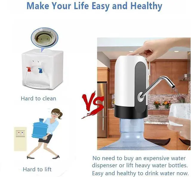 Alt view image 3 of 7 - Electric Drinking Water Bottle Pump, USB Charging Automatic Drinking Water Dispenser, 5 Gallon Water Pump Dispenser, Portable Water Jug Pump for Universal 2-5 Gallon Bottle, for Home, Office, Travel