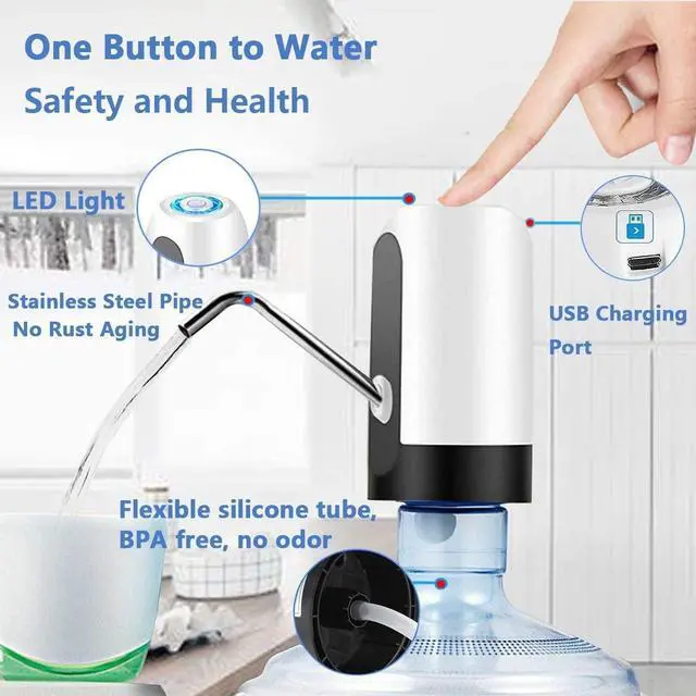 Alt view image 4 of 7 - Electric Drinking Water Bottle Pump, USB Charging Automatic Drinking Water Dispenser, 5 Gallon Water Pump Dispenser, Portable Water Jug Pump for Universal 2-5 Gallon Bottle, for Home, Office, Travel