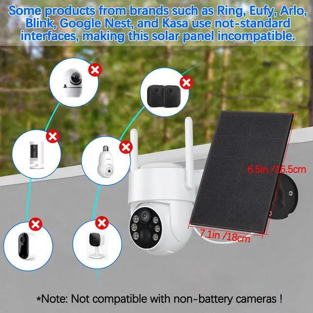 Alt view image 3 of 7 - 4W Solar Panels for Smart Security Camera, 2-Pack Solar Panels with Micro USB & USB-C Port for DC 5V Outdoor Rechargeable Battery Camera, IP65 Waterproof, 360° Adjustable Security Mount, Black